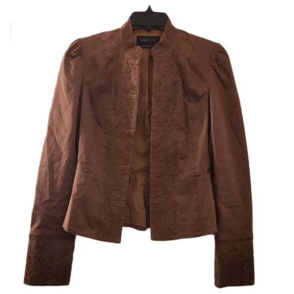 BCBGMaxAzria Jackets & Blazers - BCBG MaxAzria Brown Foral Embroidered Blazer S